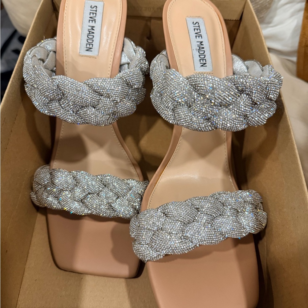 Steve Madden Silver Braided Heels